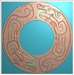 仿古双虎平安扣牌子挂件精雕图