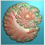 仿古兽牌狮子挂件精雕浮雕灰度