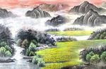 国画风景电视背景墙