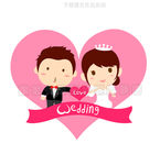 扁平新郎新娘