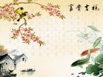 江南风光富贵吉祥荷花背景墙