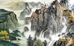 山水国画电视背景墙
