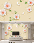 家和富贵素雅浮雕花卉电视背景墙