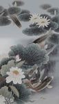 水墨荷花鲤鱼图