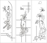 花草移门缕空玻璃雕刻刻绘图案