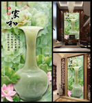 玉雕花瓶玄关背景墙