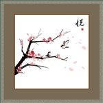 水墨梅花 书法 矢量图