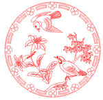 花鸟圆盘矢量线条图