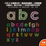 卡通英文字母手绘矢量图
