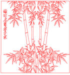 竹子花鸟矢量线条图