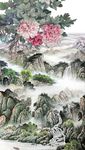 山水国画玄关牡丹