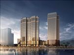 湖边高层住宅区建筑效果图