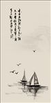 抽象画 小船 大雁  背景墙