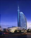 帆船酒店夜景建筑效果图