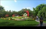 吉祥物中国红元素公园景观效果图