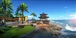 海边旅游观光；凉亭景观效果图