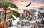 迎客松山水画