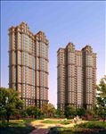 高层小区住宅黄昏景观效果图