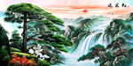 油画迎客松