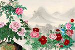 国画牡丹背景墙