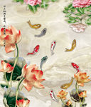 3D荷花九鱼图
