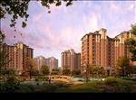 景观小桥住宅小区黄昏效果图