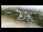 鸟瞰文化建筑河道景观图