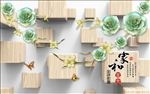 3D时尚玉雕家和富贵背景墙