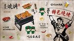 复古红色革命烧烤餐厅背景墙