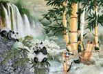 玉雕竹子背景墙山水