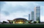 大草坪大剧院阴天建筑效果图