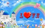 儿童卡通城堡LOVE彩虹背景墙