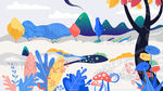 花草地树木植物森林公园山水插图
