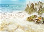 大理石纹海纳百川山水画背景墙