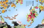 荷花九鱼图