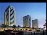 商业住宅区夜色街景建筑效果图