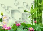 3d荷花背景墙