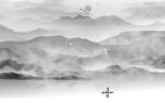 中式山水灰色背景墙装饰画