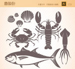 龙虾海鲜矢量图