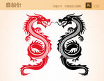 西方龙纹身矢量图