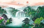 国画山水电视背景墙