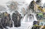 国画山水电视背景墙