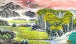 山水国画电视背景墙