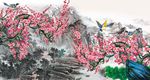 国画梅花背景墙