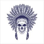 精致矢量印第安骷髅手绘矢量素材