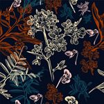 精致矢量深色手绘花卉背景插画