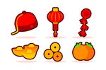 精致矢量有趣彩色中国元素图标