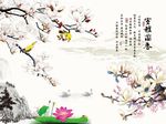 玉兰荷花图