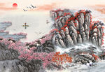 国画山水背景墙