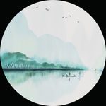 新中式山水船泊意境圆